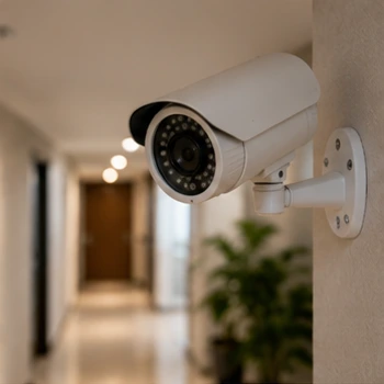 CCTV camera installed in a corridor