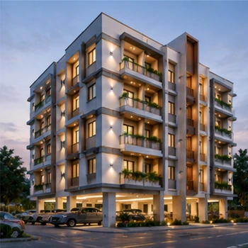 Apartment exterior showing stilt plus five floors