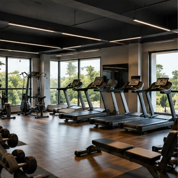 Fully equipped gym inside a residential apartment