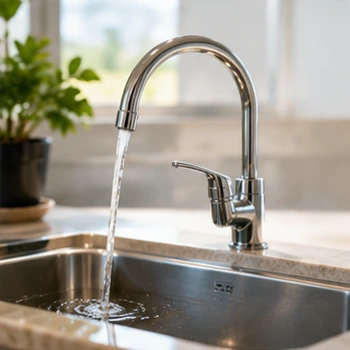 Running water in a modern sink representing water supply