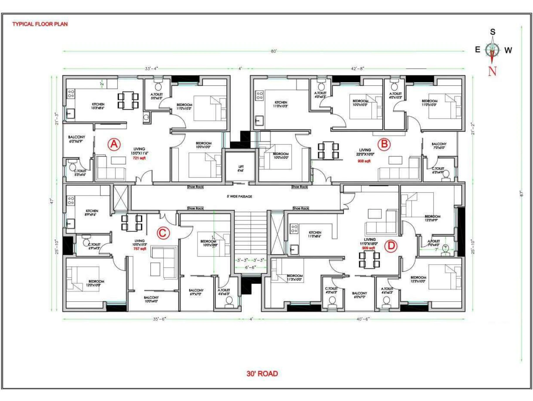 Straight NS Kubera typical floor plan view